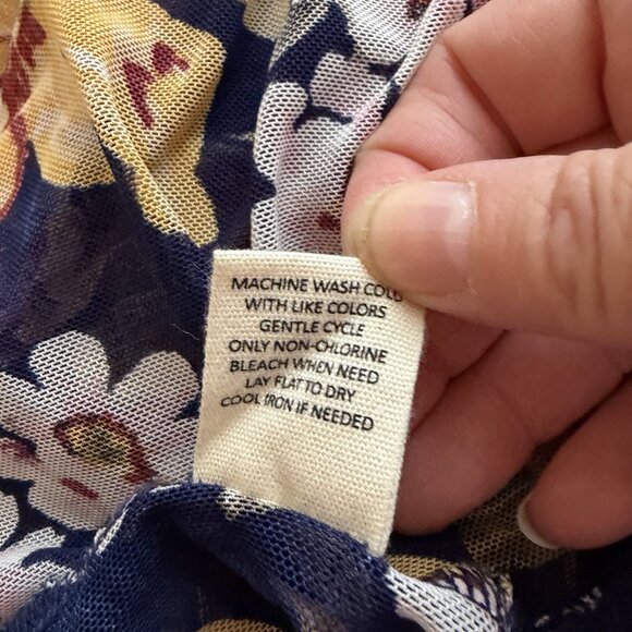 Ultra Flirt Kimono Long Duster Sheer Floral Pattern L Large 3/4 Sleeve Cottage - Picture 8 of 8